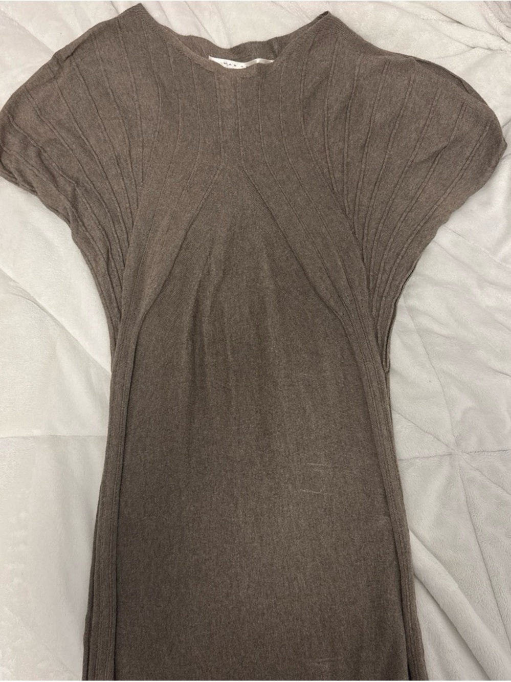 Max Studio Taupe Brown Short-Sleeve Knit Tunic